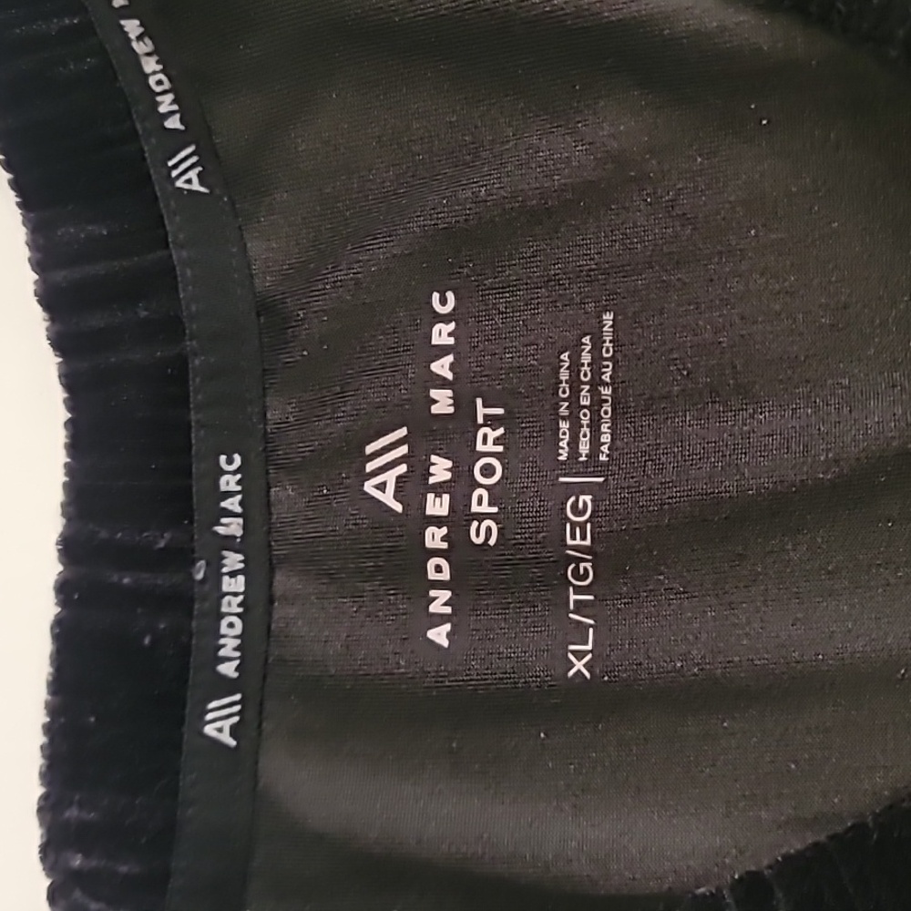 Andrew Marc Sport Velour Stripe Short Top Black XL - Picture 8 of 11